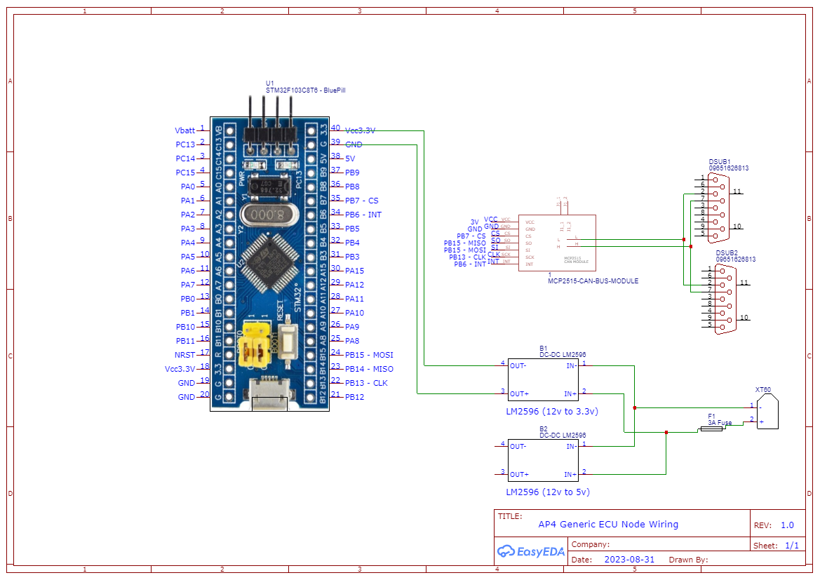 Internal wiring schematic of generic ECU